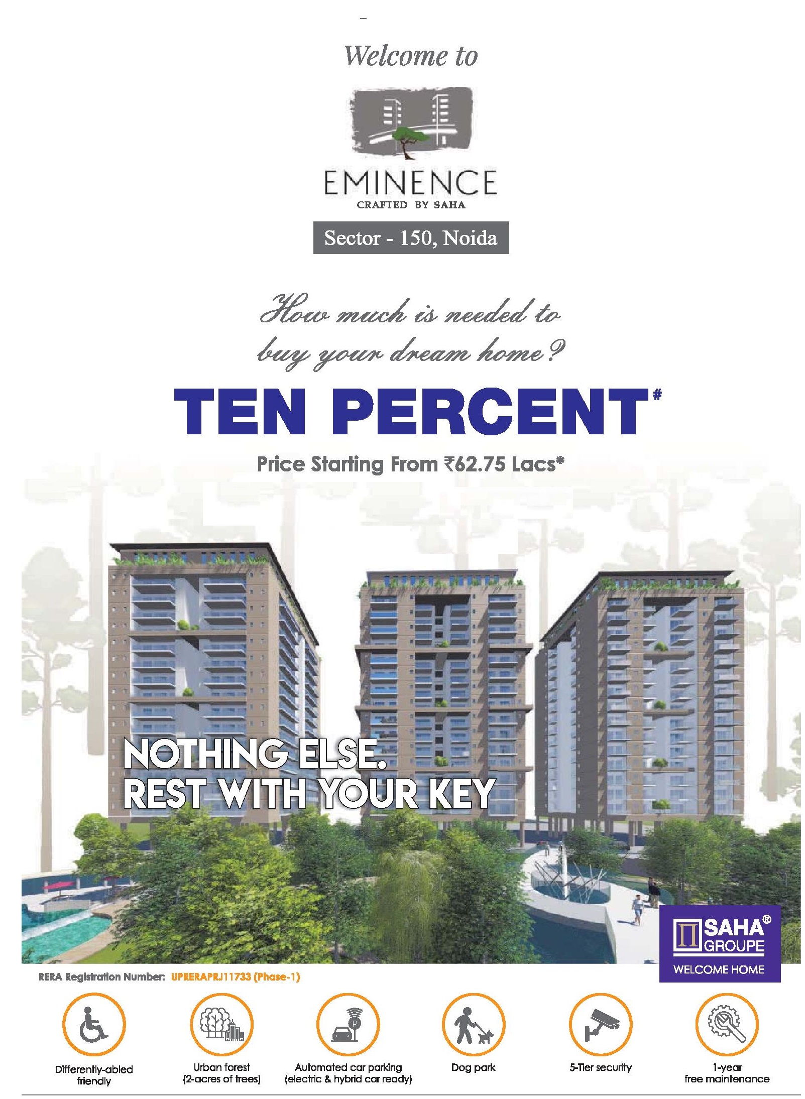 Avail 2/3 bhk at Rs 62.75 lakhs at Saha Eminence in Noida