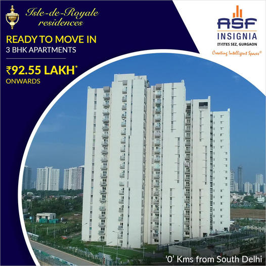 Ready to move in 3 BHK apartments Rs 92.55 Lac at ASF Insignia Isle De Royale, Gurgaon