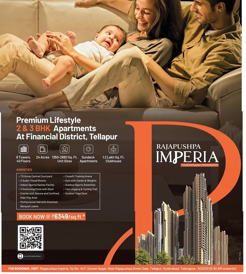 Premium lifestyle 2 & 3 BHK apartments at Rajapushpa Imperia, Hyderabad