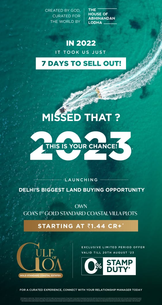 Exclusive limited period offer valid till 20th August 2023, 0% stamp duty at Gulf Of Goa