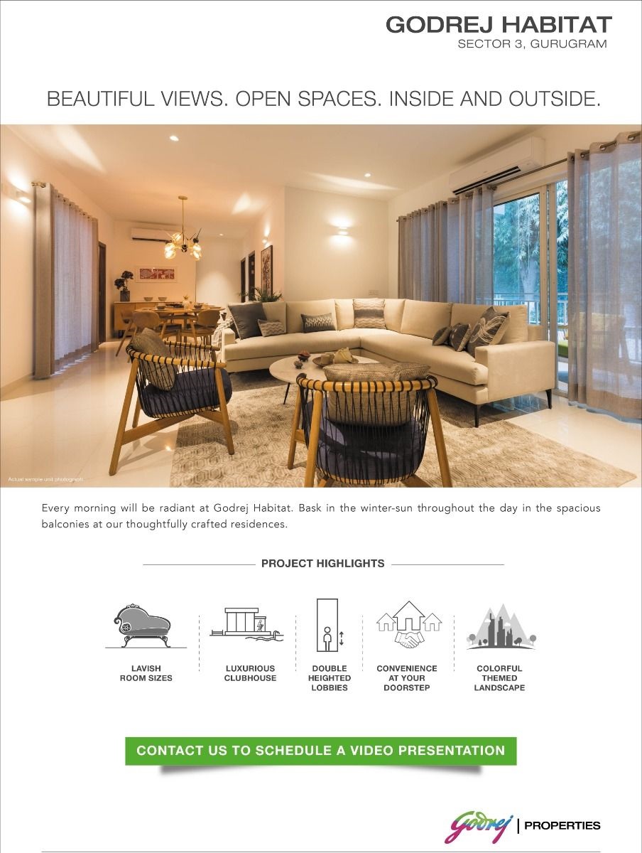 Beautiful views, open spaces, inside and outside at  at Godrej Habitat in Gurgaon Update