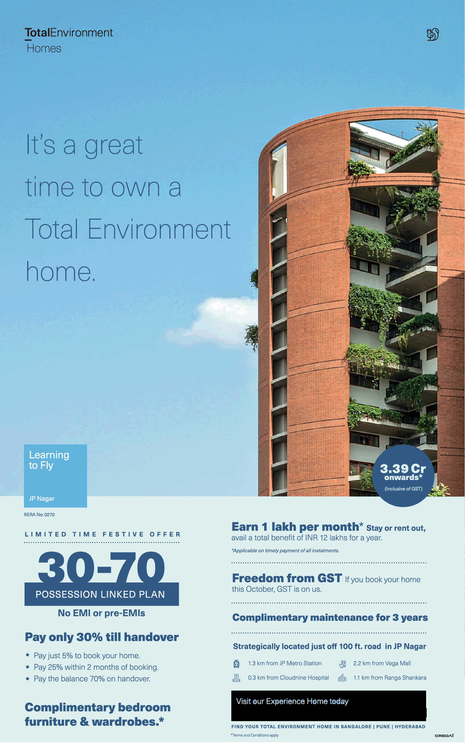 Limited time festive offer at Total Environment Learning to Fly in Bangalore