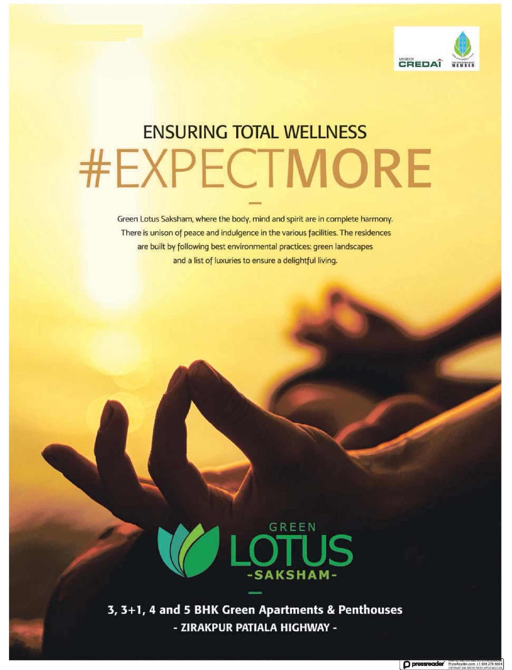 Reside at Green Lotus Saksham and ensure total wellness in Chandigarh