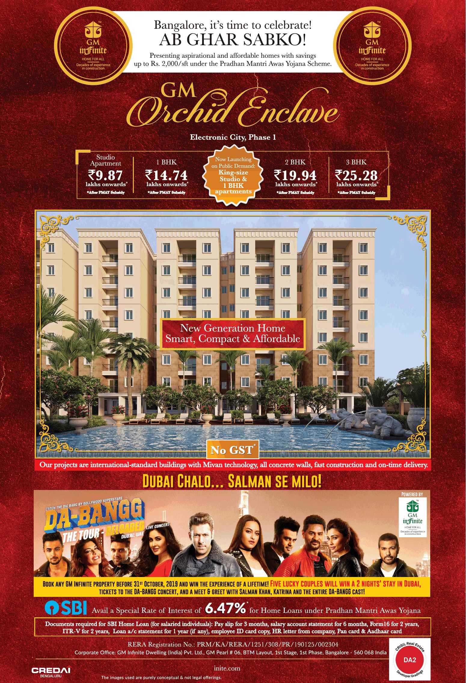 Now launching King-size studio & 1 BHK apartments  at GM Orchid Enclave, Bangalore