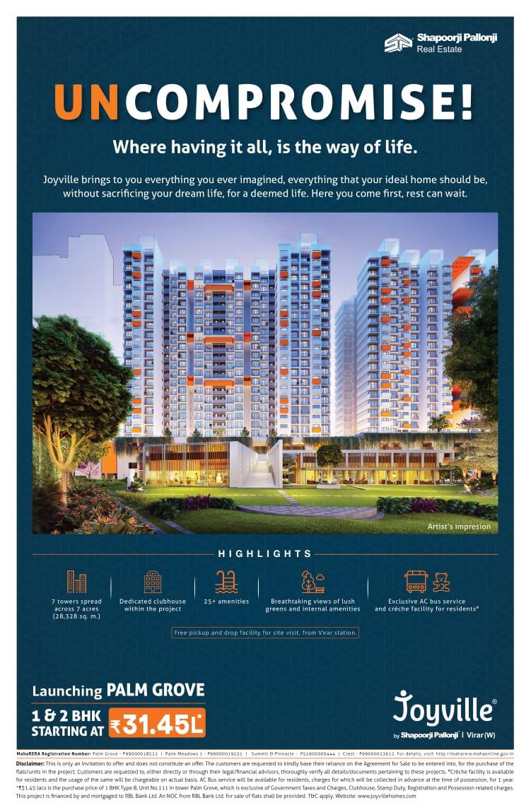 Shapoorji Pallonji Joyville Launching Palm Grove 1 and 2 BHK home Rs 31.45 Lac in Mumbai