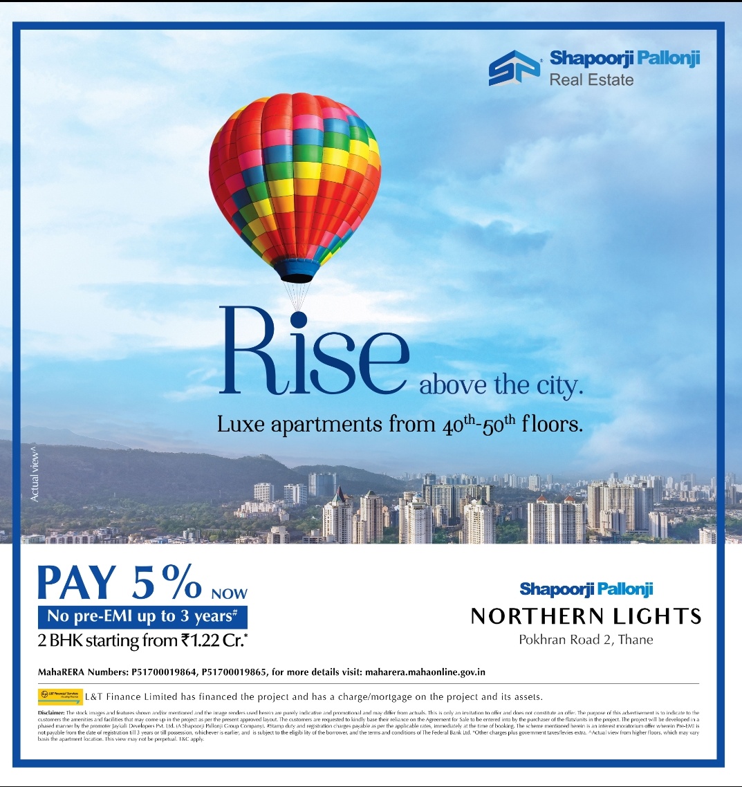 Pay 5 % now no pre EMI up to 3 years at Shapoorji Pallonji Northern Lights, Mumbai