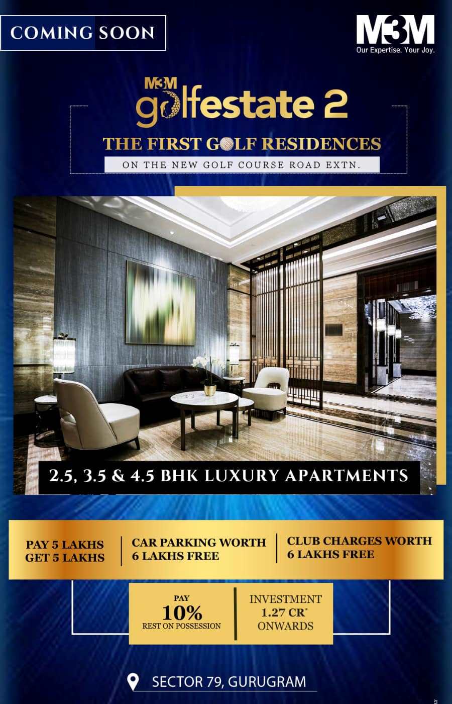 After the success of M3m Golf Estate M3m Presents its flagship project at Golf Estate 2.0, Gurgaon