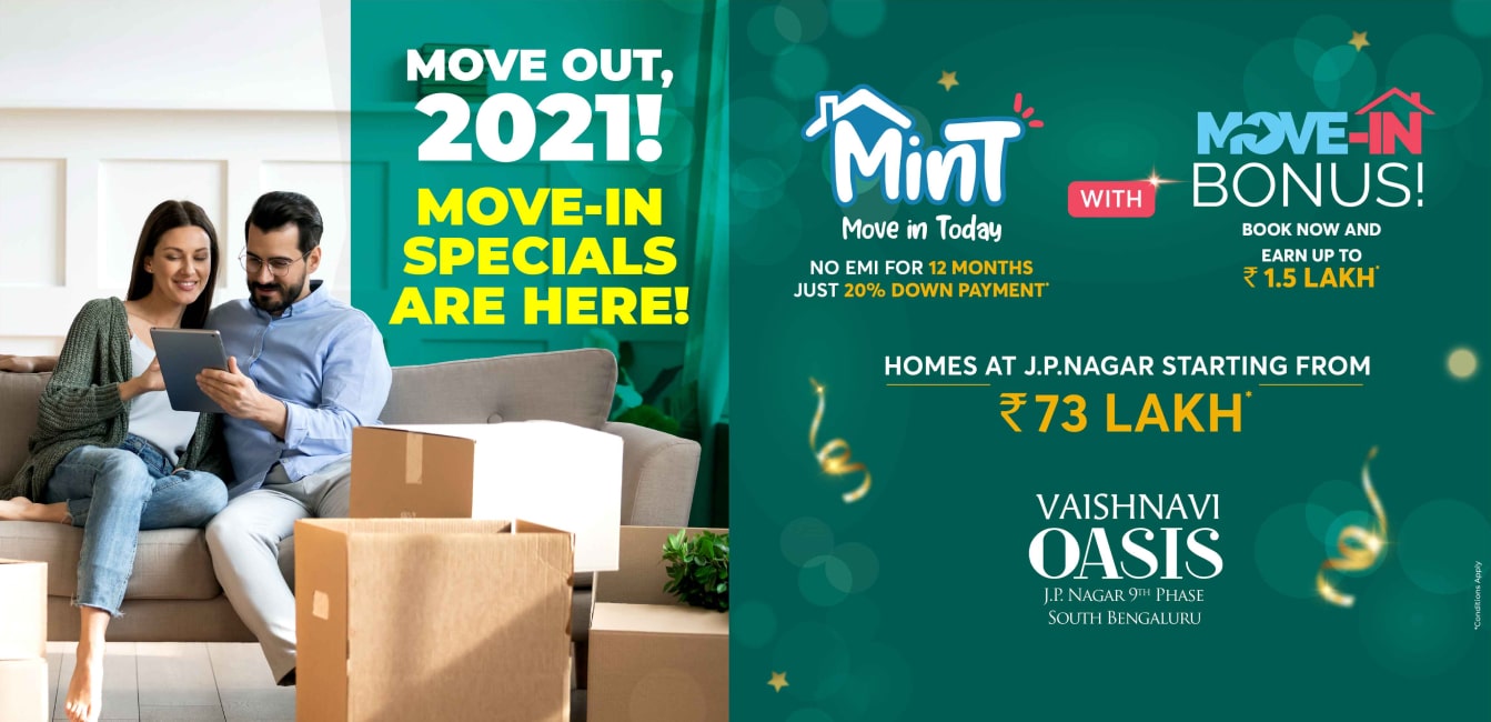 No EMI for 12 months just 20% down payment at Vaishnavi Oasis in Bangalore