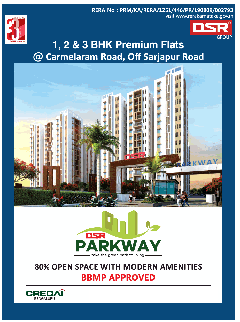Presenting 80% open space with modern amenities at DSR Parkway, Bangalore