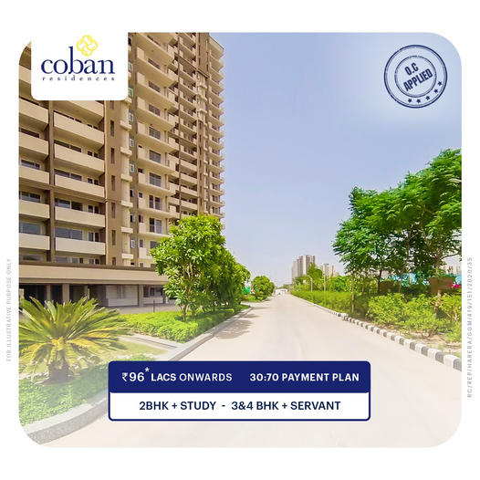 Book 2.5, 3 and 4 BHK apartments Rs 96 Lac onwards at Pareena Coban Residences, Gurgaon
