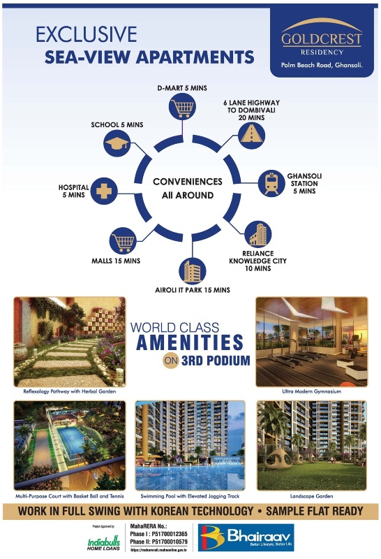 Experience world class amenities on 3D podium at Bhairaav Goldcrest Residency in Navi Mumbai