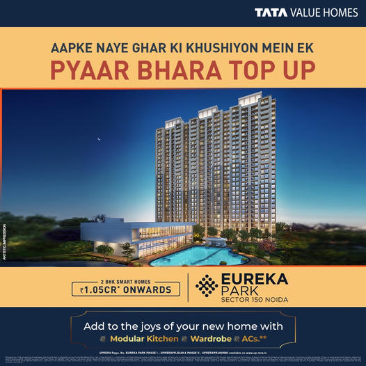Add to the joys of your new 2 BHK Smart Home with a Modular Kitchen, wardrobe & ACs at Tata Eureka Park, Noida