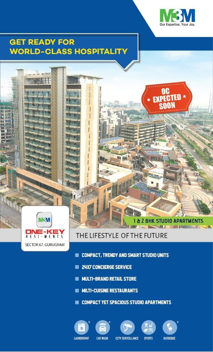 Get ready for world class hospitality at M3M Urbana One Key Resiments in Gurgaon