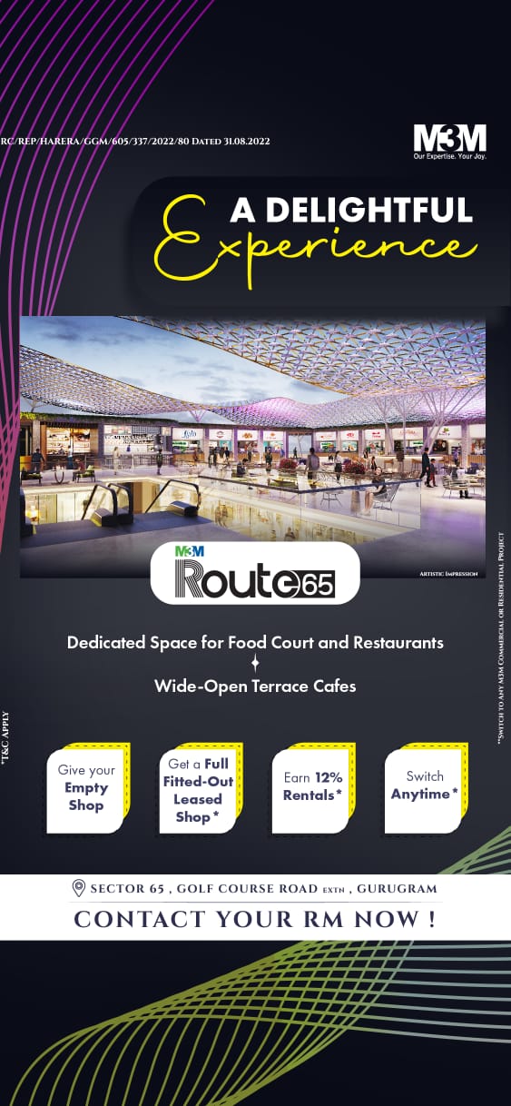 Dedicated space for food court and restaurants wide-open terrace cafes at M3M Route 65, Gurgaon