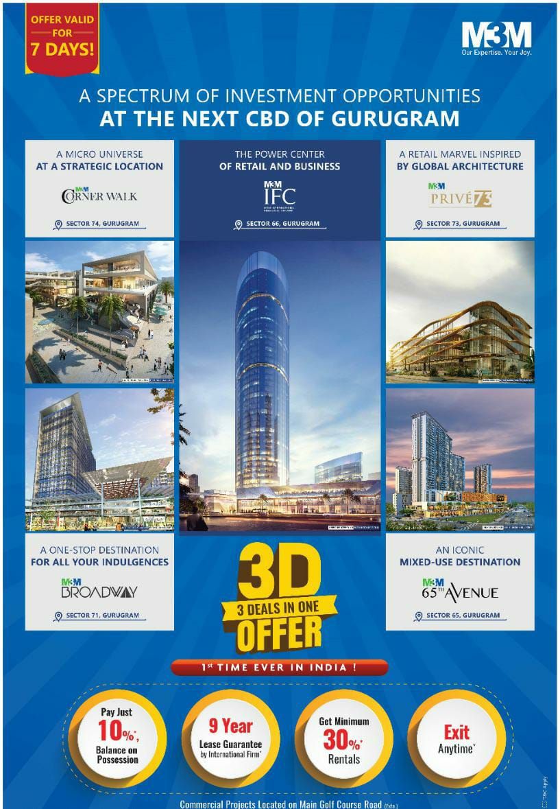 A spectrum of investment opportunities at the next CBD of Gurugram at M3M Projects