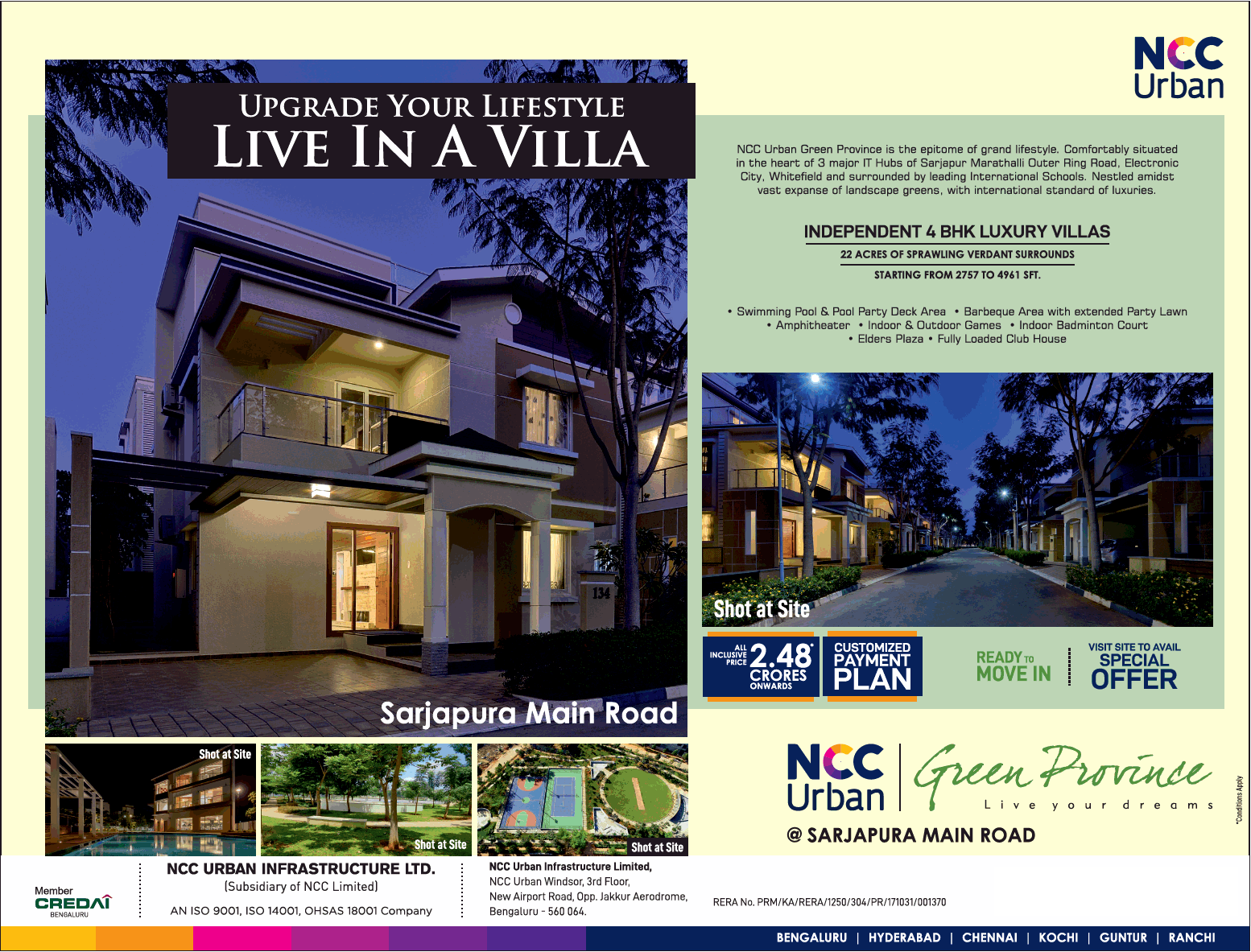 Independent 4 BHK luxury villa at NCC Urban Green Province in Bangalore