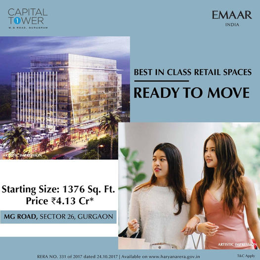 Invest in premium retail space at Emaar Capital Tower 1, MG Road, Gurgaon