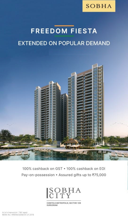 Get 100% cashback on GST at Sobha City in Gurgaon