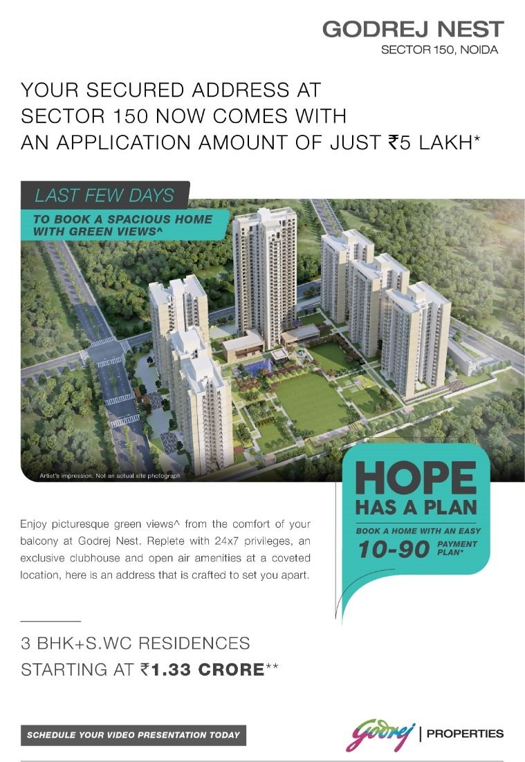 Avail 10:90 Payment Plan at Godrej Nest in Noida