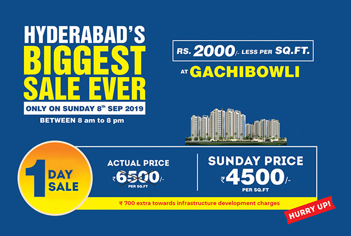 Hyderabad's biggest sale ever  only on sunday 8 Sep 2019 at Jains Carlton Creek