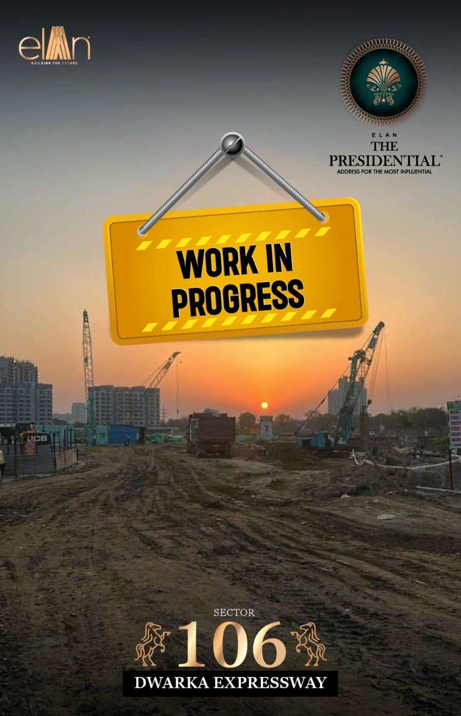 Work in progress at Elan The Presidential in Dwarka Expressway, Gurgaon