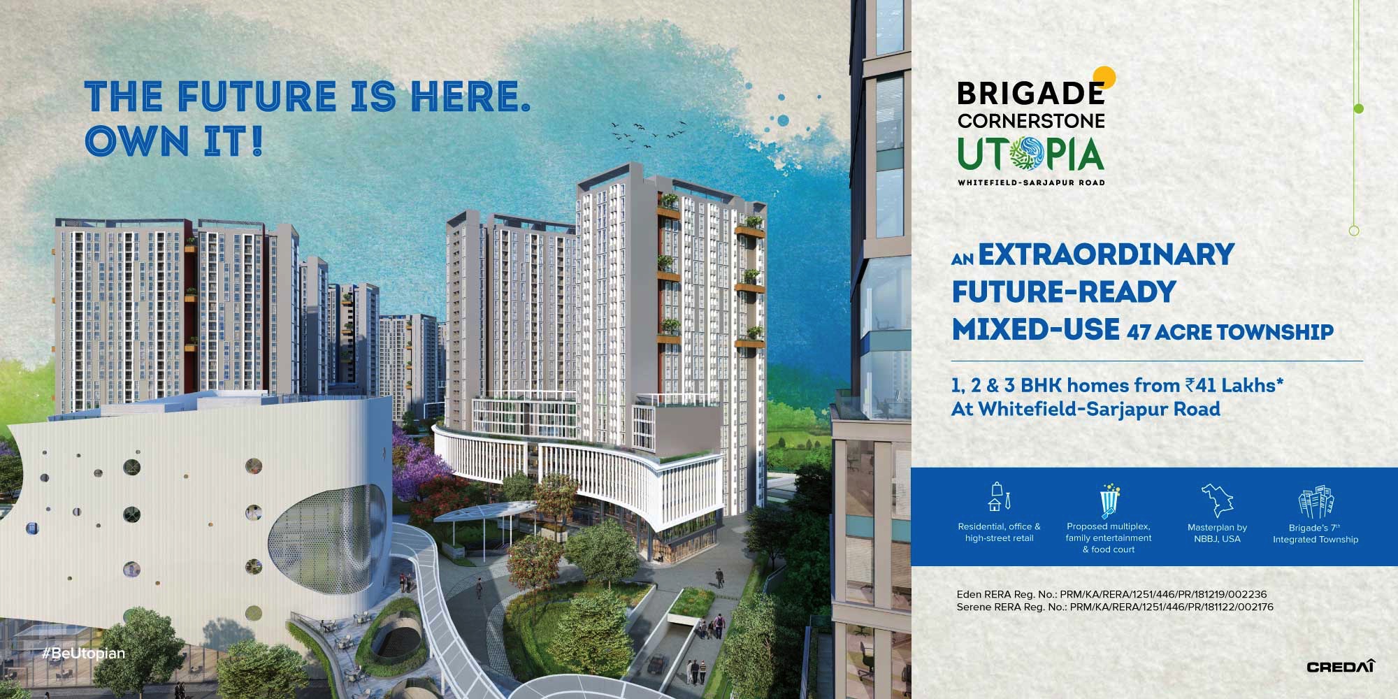 Book 1, 2 & 3 BHK homes for Rs 41 Lakhs at Brigade Utopia in Whitefield, Bangalore Update