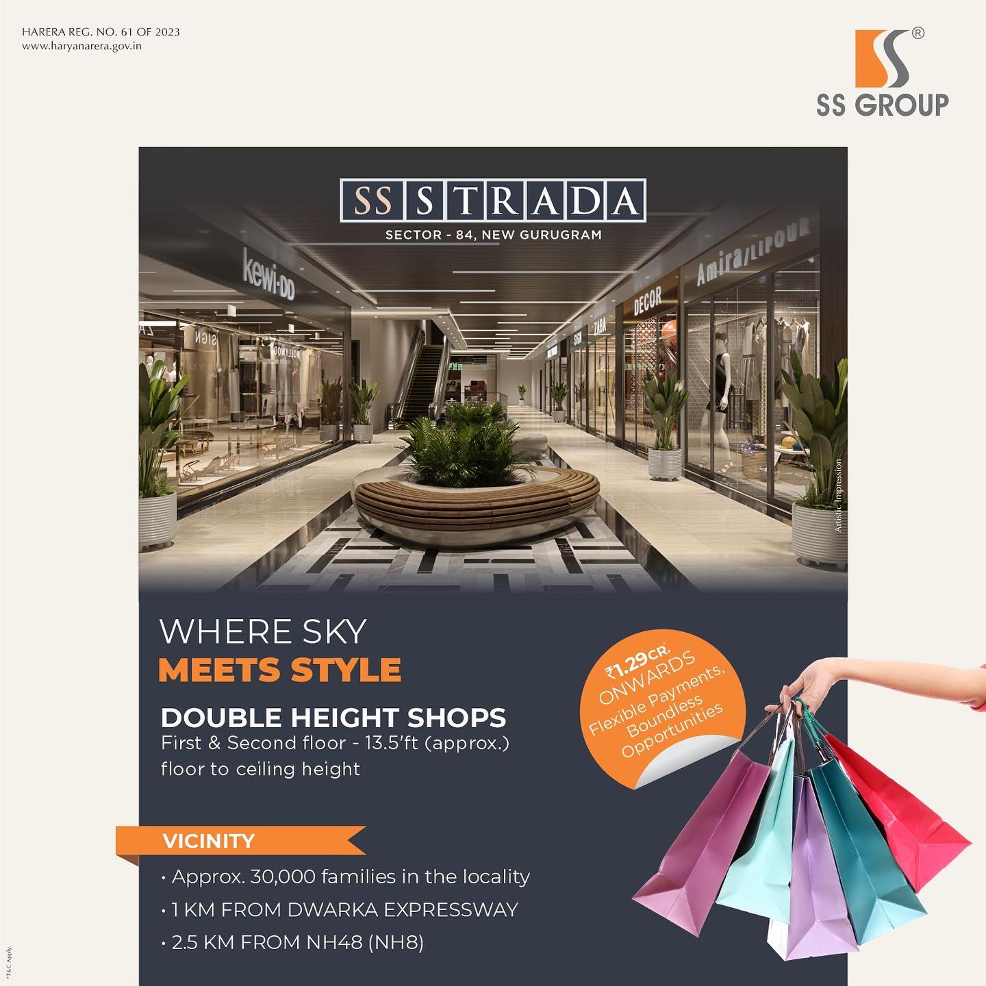 Investment starting from Rs 1.29 Cr onwards at SS Strada in Sector 84, Gurgaon