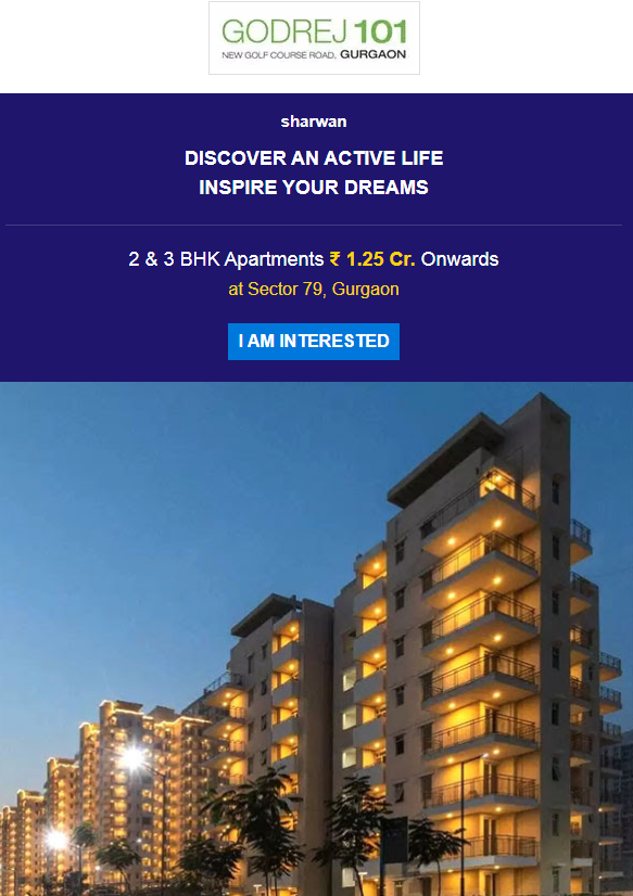 Book your ready to move 2 & 3 BHK apartments Rs 1.25 Cr at Godrej 101 in Gurgaon