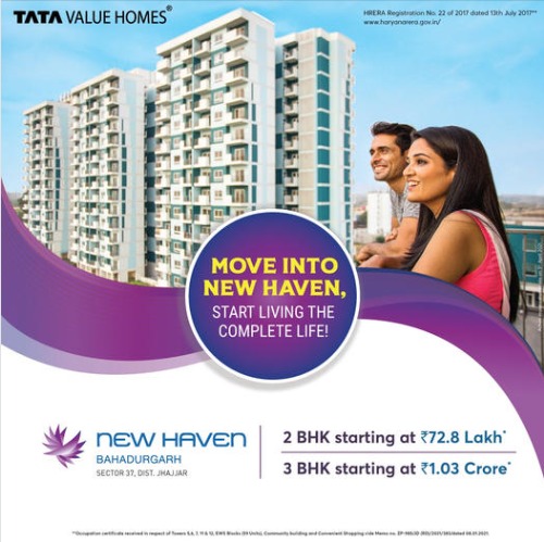 Discover premium ready to move in 2 & 3 BHK home at Tata New Haven, Bahadurgarh