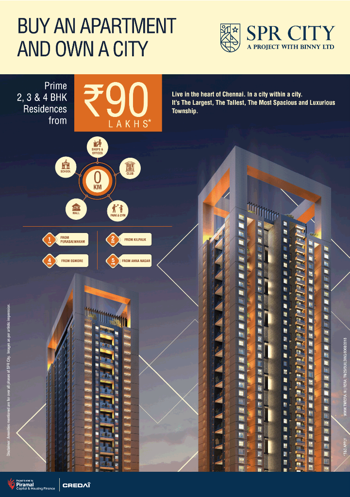 Prime 2, 3 & 4 BHK residences Rs 90 Lac at SPR City Highliving District in Chennai Update