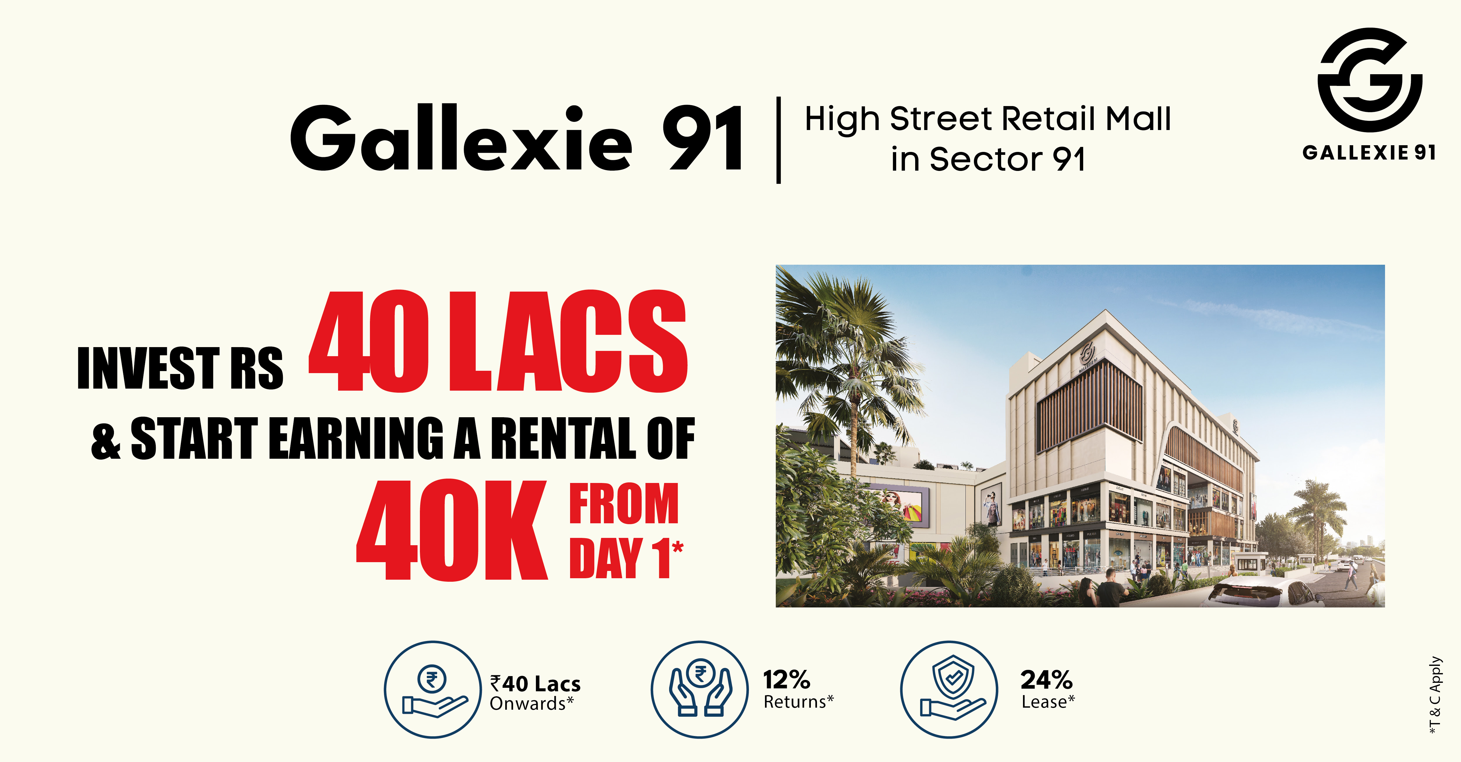 Invest 40 Lac & earn Rs 40k from Day 1 at Axon Gallexie 91, Gurgaon