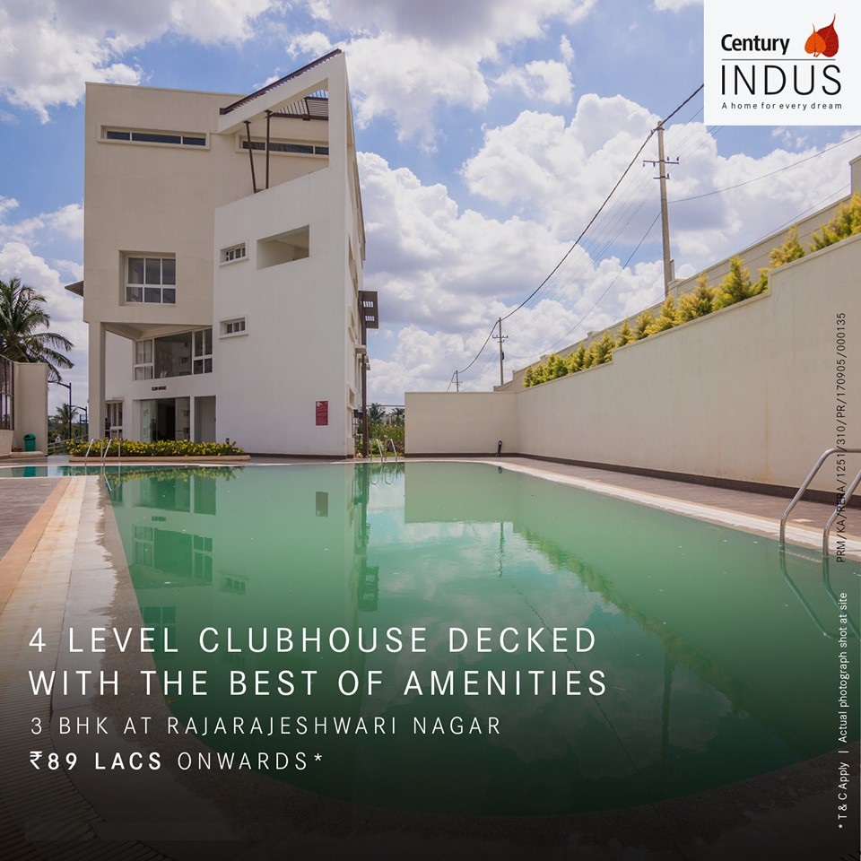 Presenting 4 level clubhouse decked with the best of amenities at Century Indus, Bangalore