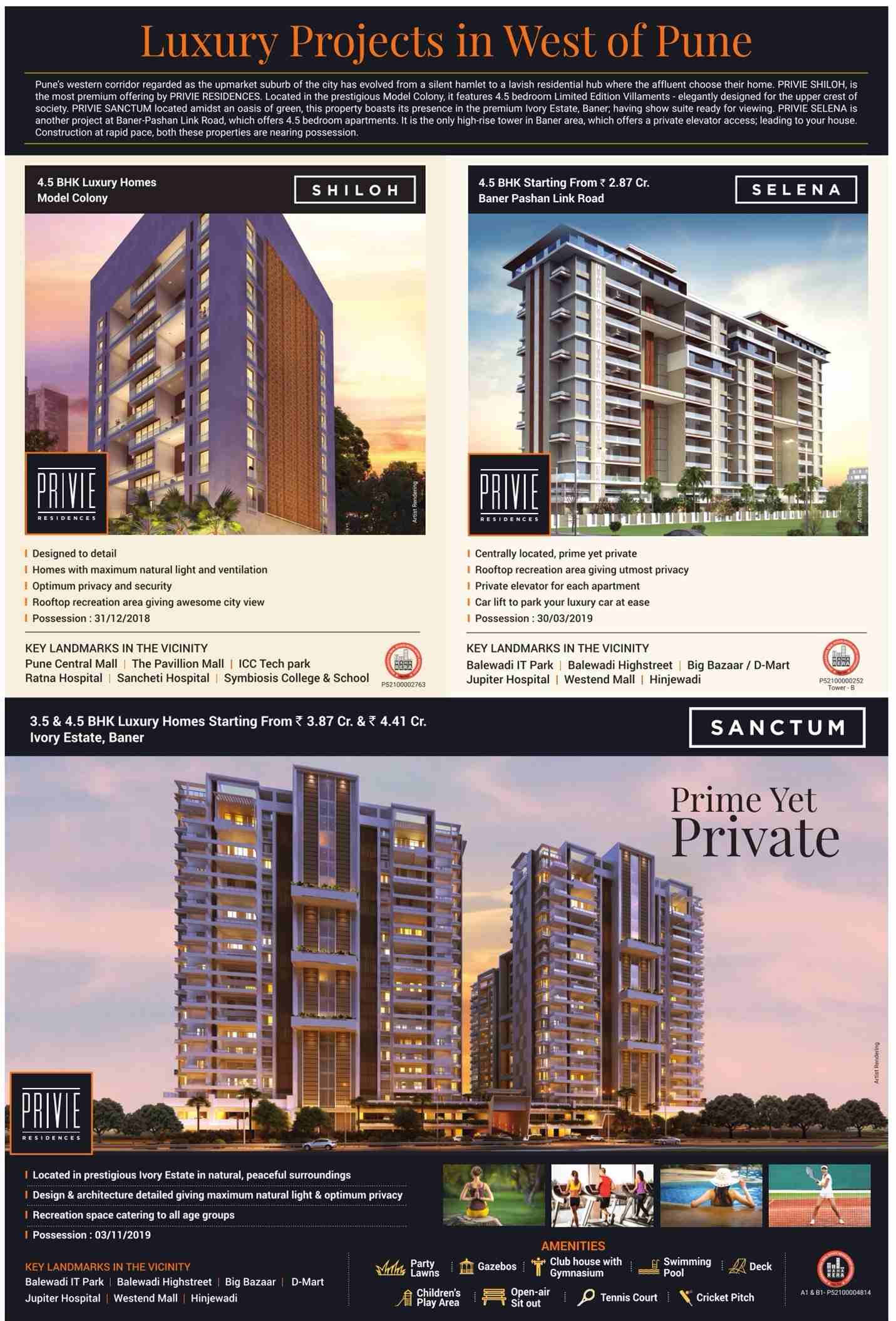 Reside in luxury projects of Privie Residences in Pune