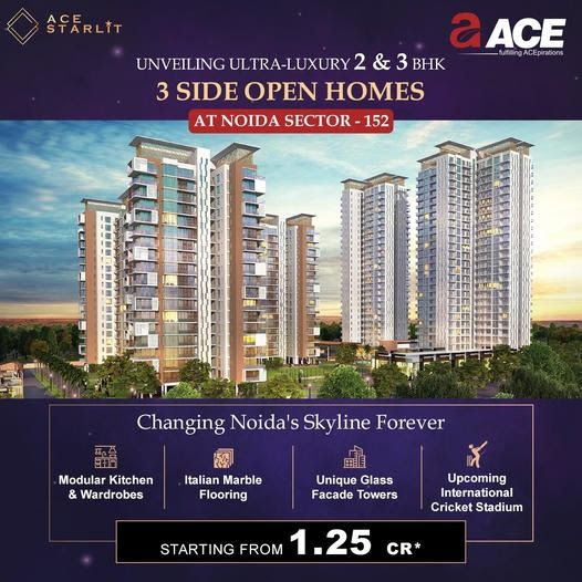 Unveiling ultra luxury  2 and 3 BHK, 3 side open home Rs 1.25 Cr at Ace Starlit, Noida