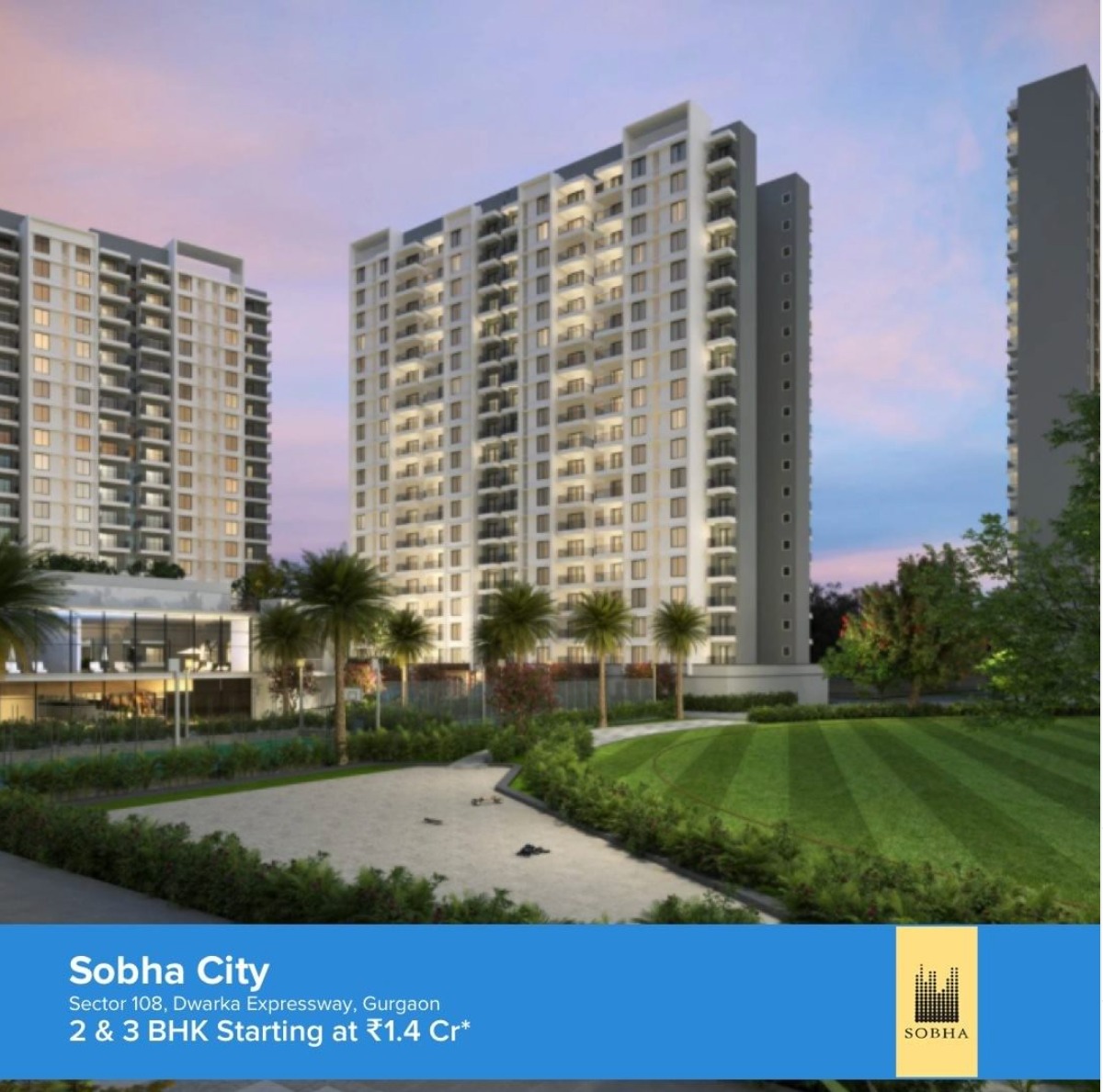 Sobha City Presenting 2 & 3 BHK Premium Floors in Sector 108 Dwarka Expressway, Gurgaon