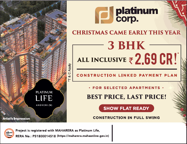 Book 3 BHK apartments Rs 2.69 Cr at Platinum Life in Mumbai
