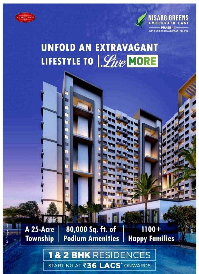 Book 1 & 2 BHK residences price starts Rs 36 Lac onwards at Nisarg Greens in Mumbai Update