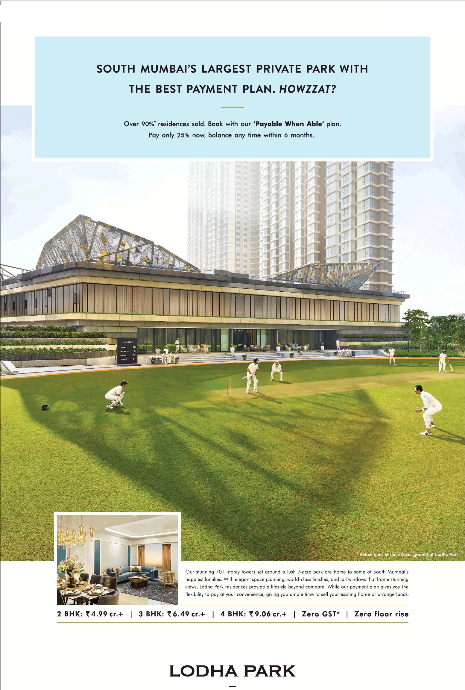 2 BHK Rs 4.99 Cr onwards at Lodha The Park in Mumbai Update