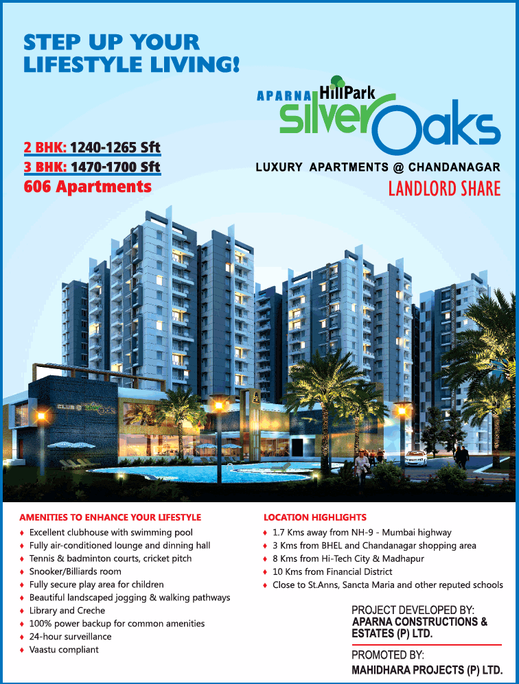 Aparna HillPark Silver Oaks is the destination for global lifestyle in Hyderabad