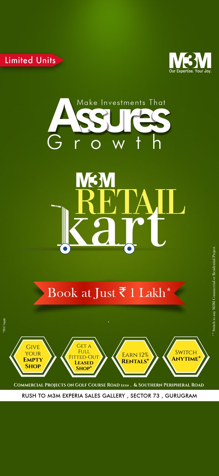 Make Investments that assures Growt at M3M Retail Kart