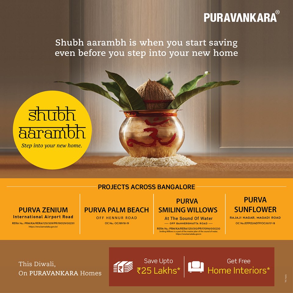 Save upto Rs 25 Lakhs this Diwali on Puravankara Homes in Bangalore