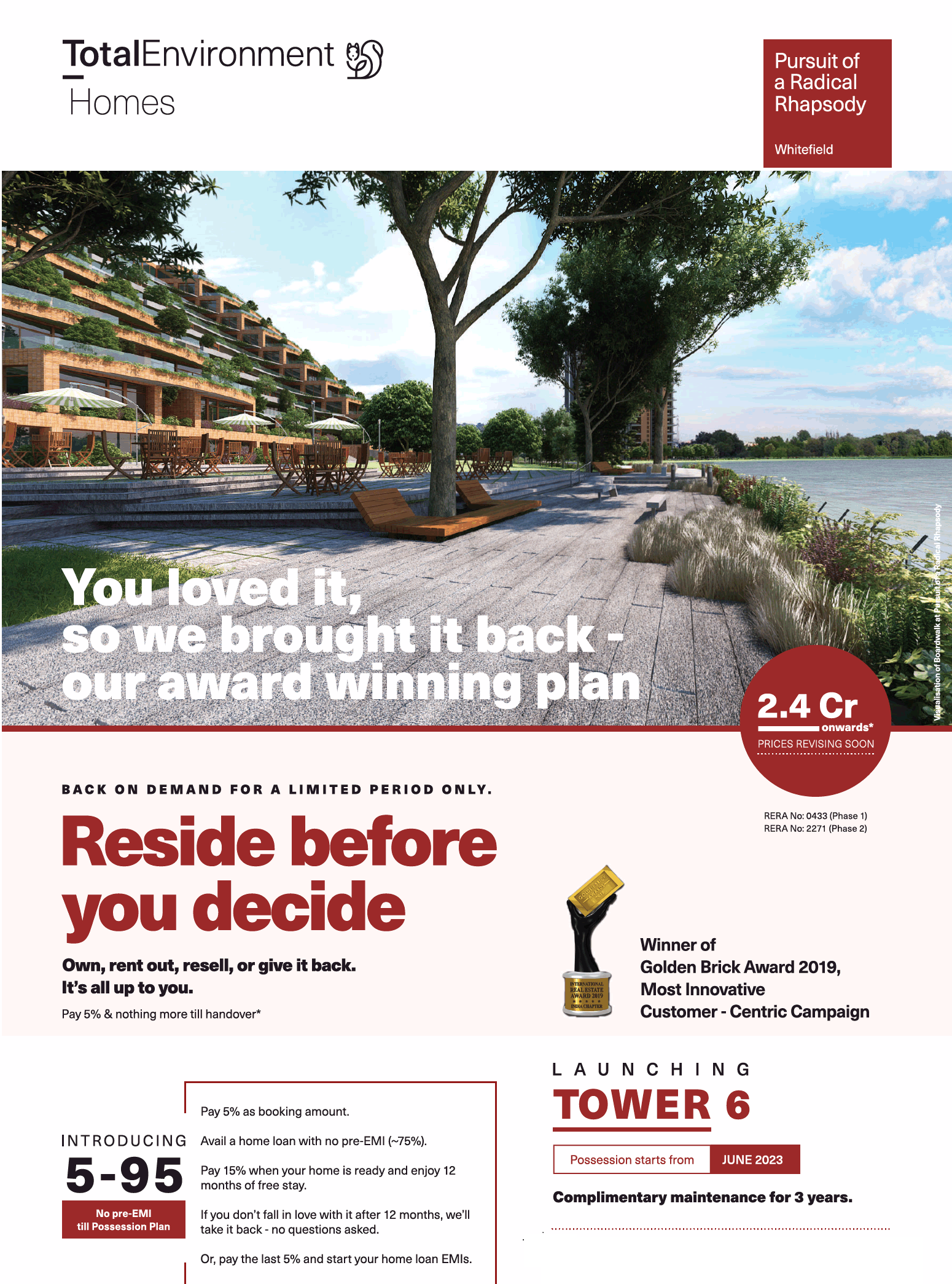 Book 3 BHK apartment Rs 2.4 Cr at Total Environment Pursuit of A Radical Rhapsody in Bangalore Update