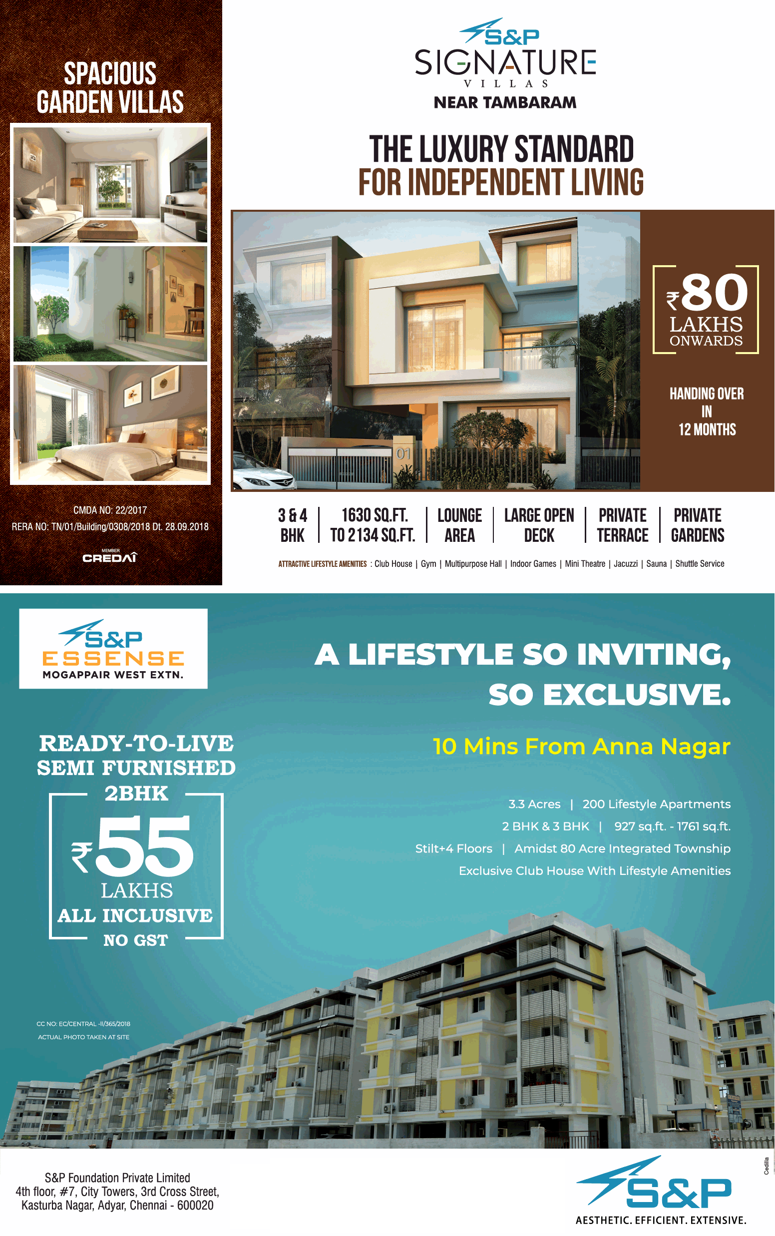 Hurry up book your apartment made by S and P Foundation, Chennai
