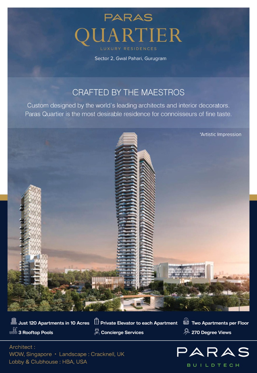Designed by the world's leading architects at Paras Quartier in Gurgaon