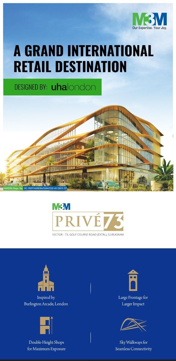 A grand international retail destination at M3M Prive 73 in Gurgaon