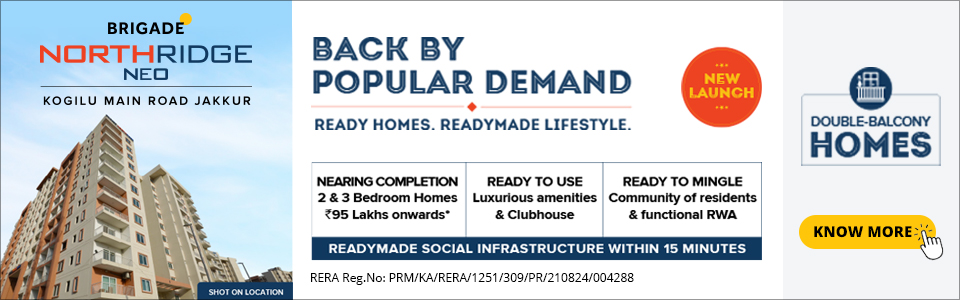 Nearing completion 2 & 3 bedroom homes Rs 95 Lac onwards at Brigade Northridge Neo, Bangalore Update