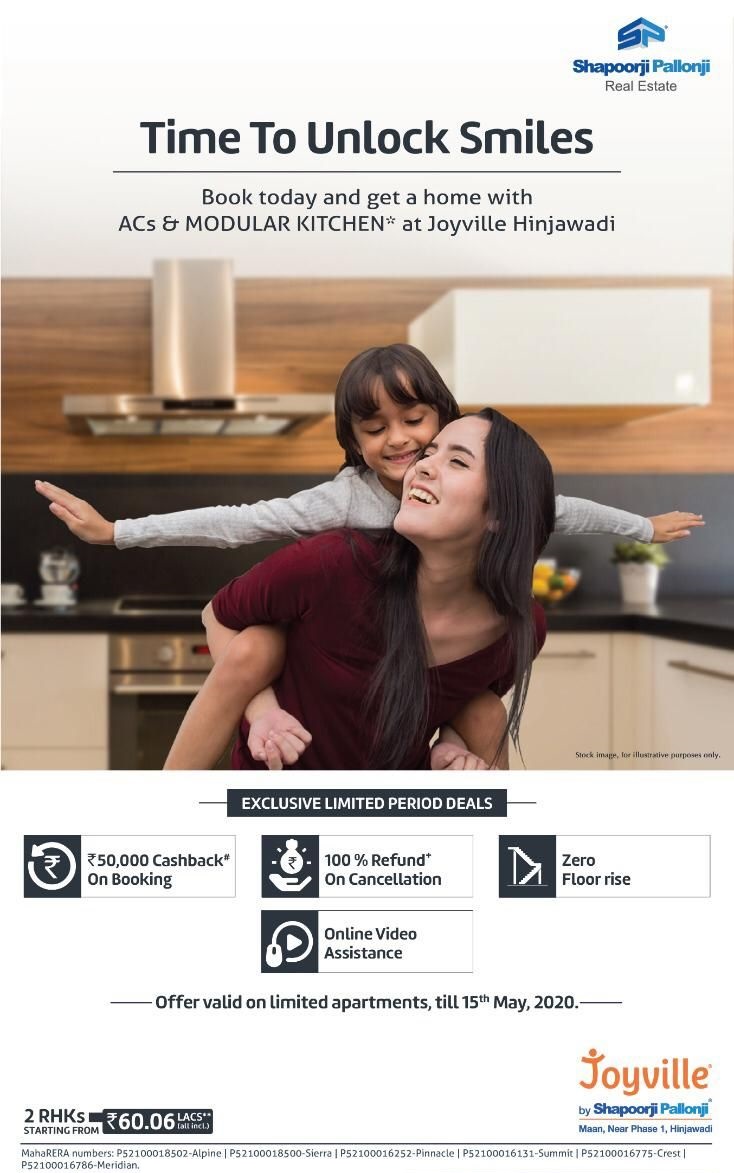 Book today and get a home with AC and Modular Kitchen at Shapoorji Pallonji Joyville in Pune