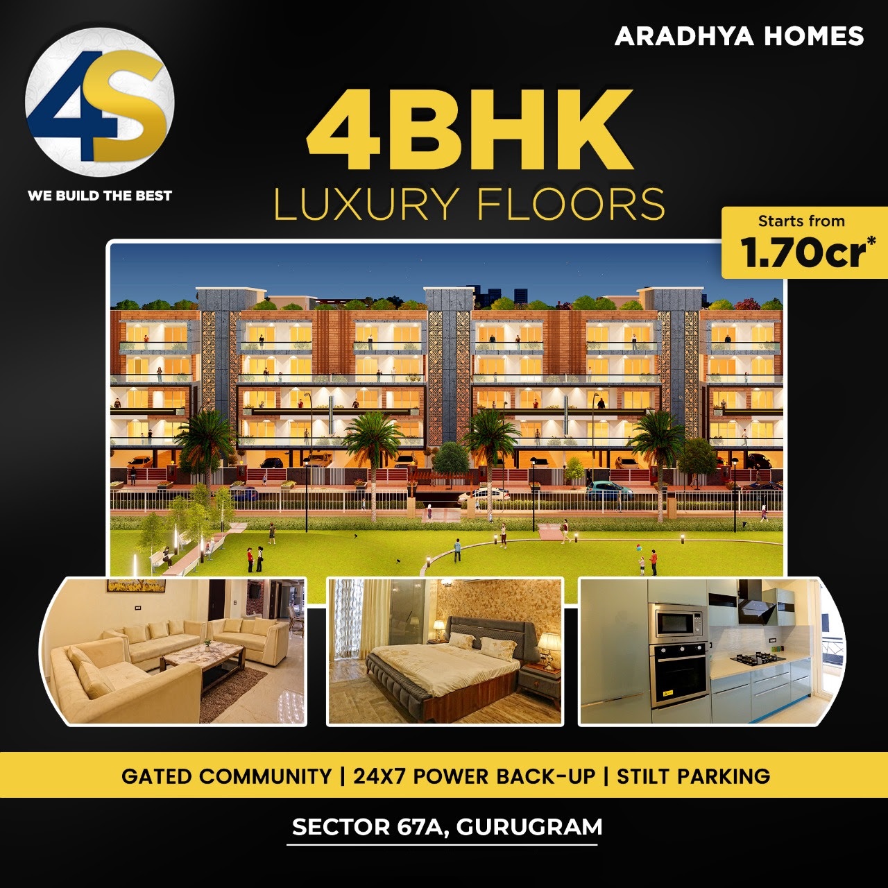 Book 4 BHK luxury floors price starting Rs 1.70 Cr at Aradhya Homes in Sector 67A, Gurgaon Update