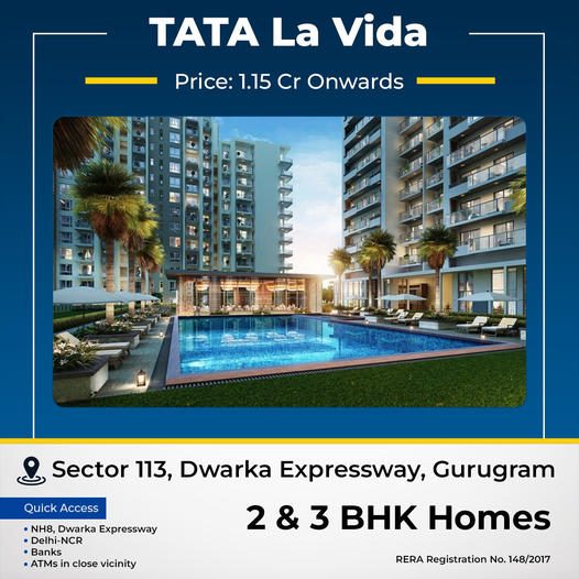 Presenting 2 and 3 BHK home price starting Rs 1.15 Cr at Tata La Vida, Gurgaon