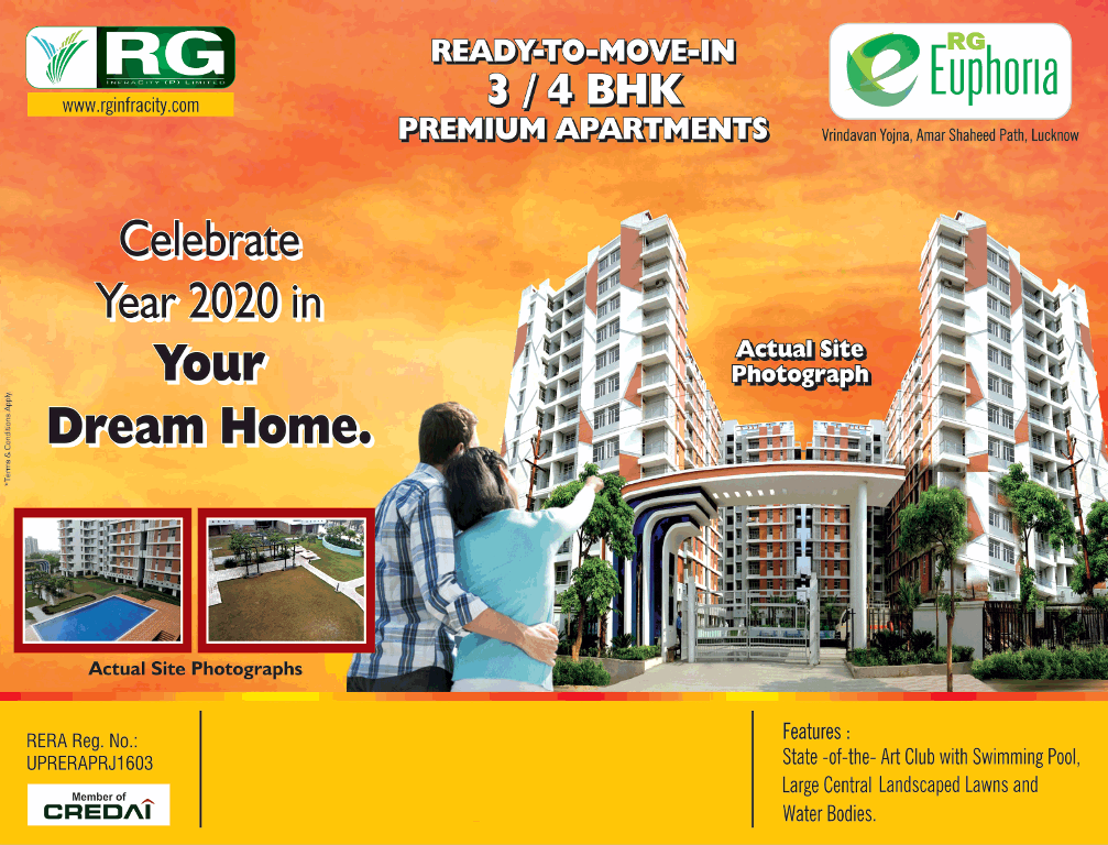 Ready to move in 3/4 BHK premium apartments at RG Euphoria, Lucknow Update
